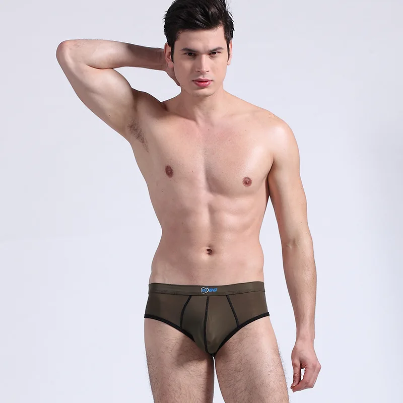Men Underwear Briefs Intimates Low Waist Seamless U Pouch Wide Anti Rolling High Elastic Ice Silk Loungewear Casual Home Wear - 3