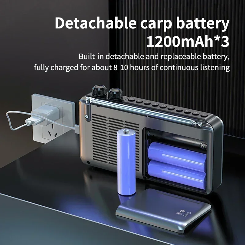 Sansui F51/F50 High-definition Screen Portable Speakers Multifunctional BT Retro Digital FM Radio MP3 Player USB TF/Recording 5