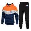 2024 Spring Autumn Men's TAMIYA Legendary 90 Car Toy Classic Printed Patchwork Striped Hoodies+Solid Color Casual Sweatpants Set 3