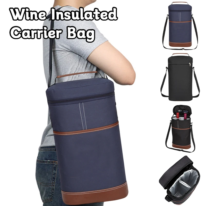 Cooler Bag for 2 Bottles Wine Bag Portable Bucket Carrier Ice Champagne Picnic Pack Travel Carrier Wine Cooler Totes cooler bag