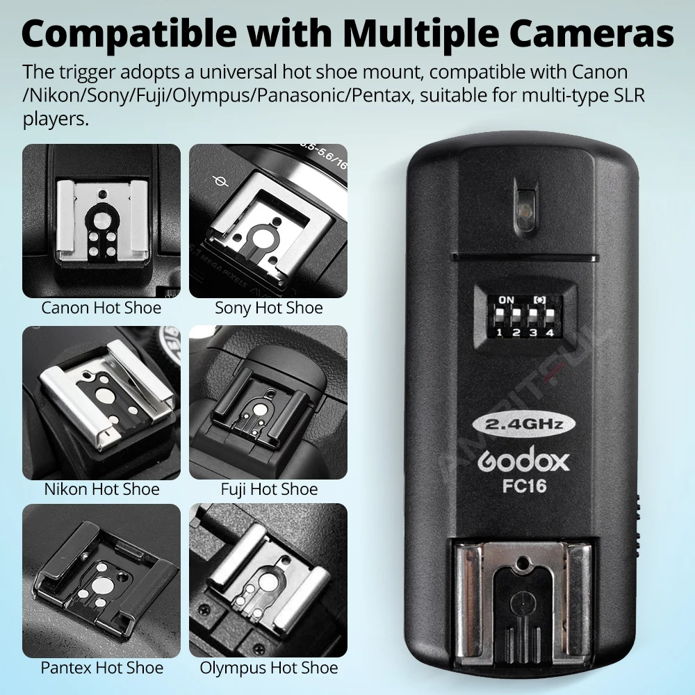 Godox 16 channels Fc-16 Studio 2.4Ghz Remote Wireless Flash Trigger with Remote Shutter for Canon Nikon EOS Camera camera remote shutter button camera remote shutter release flash trigger