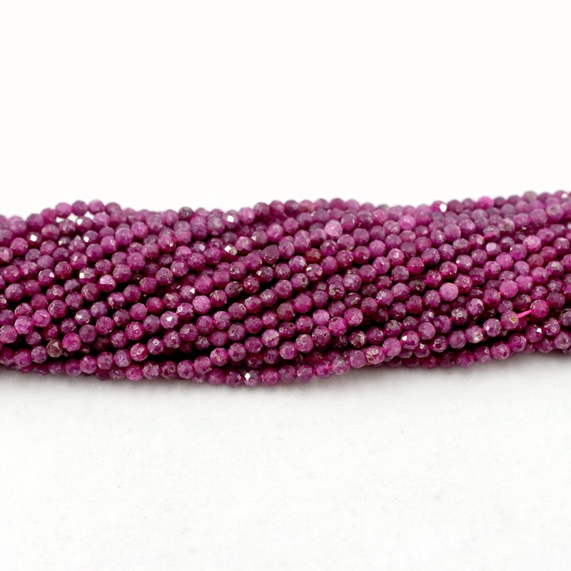 Natural Faceted Ruby 2 3 4MM Micro Tiny Small Seed Round Gemstone Beads For Jewelry Mkaing DIY Waist Bracelets Neckalce Anklet 2