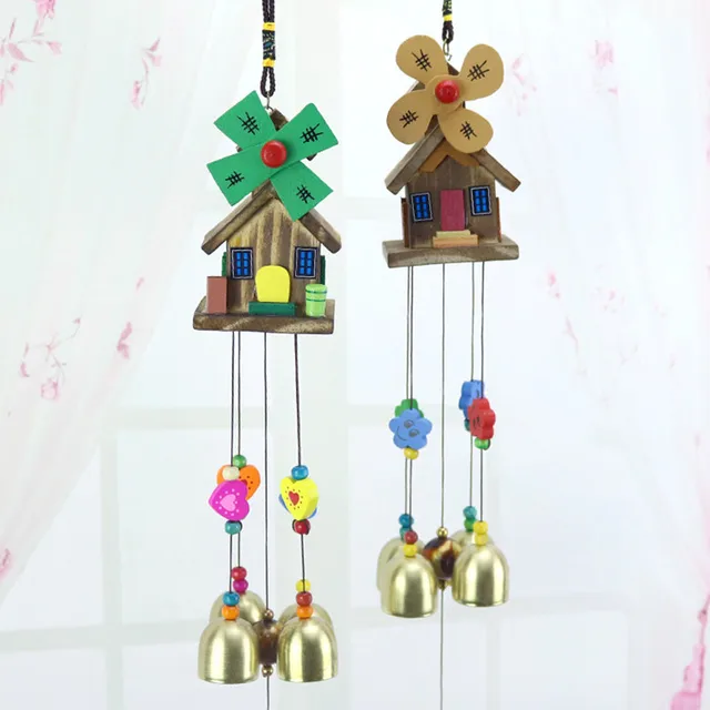 Colorful Wooden House Wind Chimes Decorations Outdoor Garden Windbells Japan Wind Bells Chime Aeolian Chimes 1
