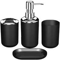 Wash Set Bathroom Decoration Accessories Lotion Bottle Soap Dish Mouthwash Cup Black Tray Household Bathroom Supplies