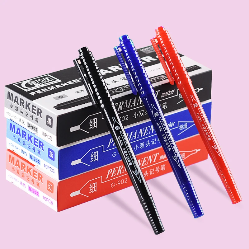 Dual Tip Permanent Ink Marker Pens - Fine and Broad Line Waterproof Pens for Art and Technical Detailing (Black/Red)