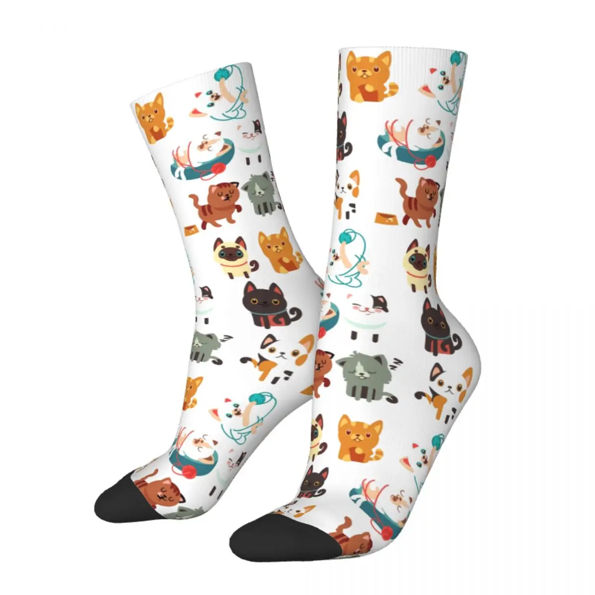 

Funny Crazy Sock for Men Cute Animal Hip Hop Vintage Meme Cats Lively Small Docile Happy Quality Pattern Printed Boys Crew Sock