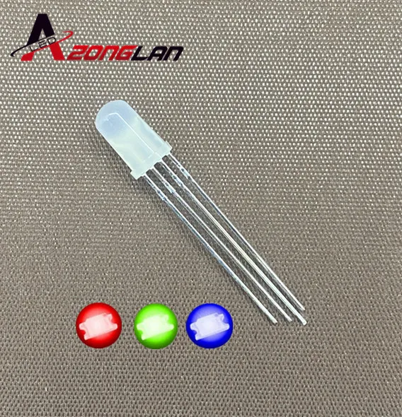 10pcs/lot 5mm RGB LED Common Cathode Tri-Color Emitting Diodes F5 RGB ...