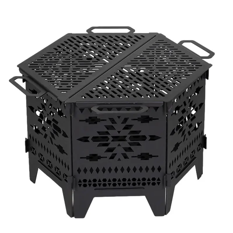 

Outdoor Fire Pit Camping Wood Stove Camping Campfire Stove Portable Folding Firepit For Outdoor BBQ Bonfire Patio Backyard