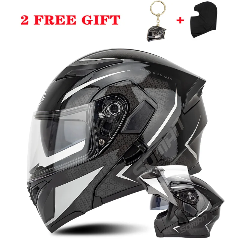 Full Face Motorcycle Helmet Streetbike Dual Visor Flip up Modular DOT M L XL XXL 