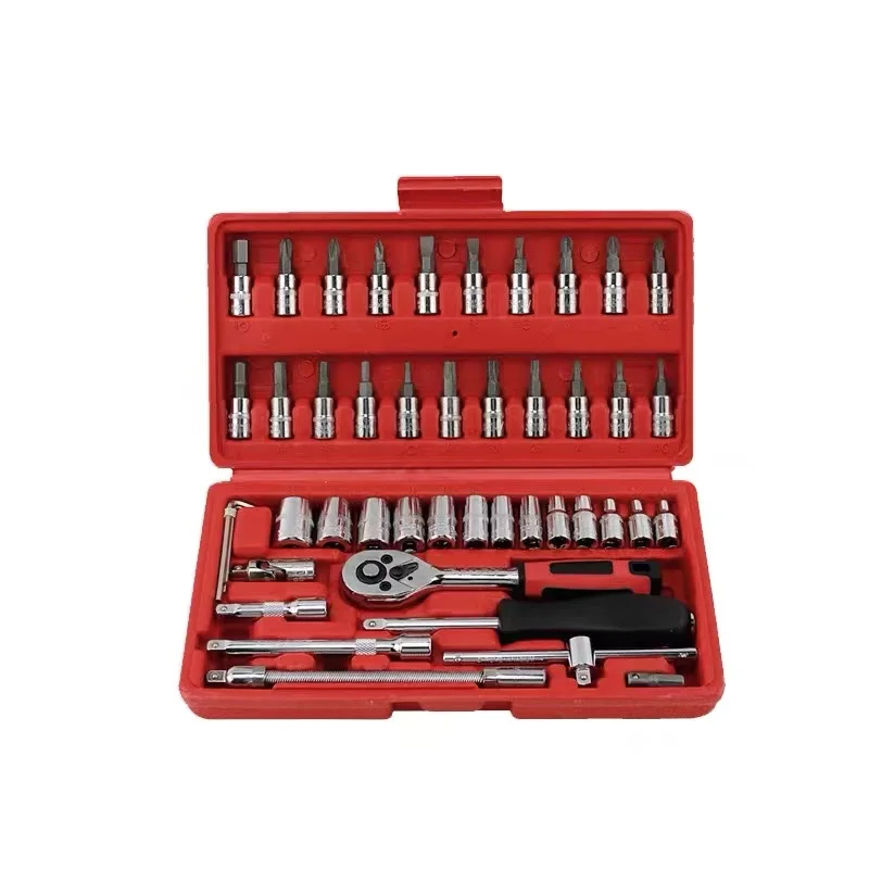 

46 Pieces Sockets Reversible Ratchet Game Wrenches Tool with Case for Auto Repair Case Professional