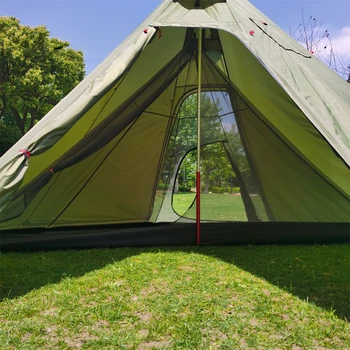 10.5' x 5.2' Outdoor Camping Tent Stove Jack Teepee Windproof Waterproof Rip-Resistant Easy Carry for Family Hiking Backpacking 3