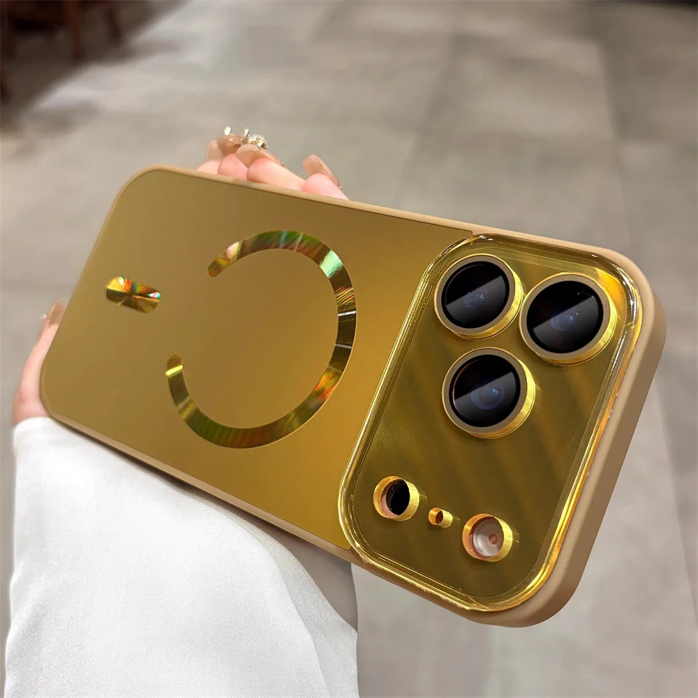 Luxury Aurora Frosted Phone Case with Tempered Glass Lens Cover