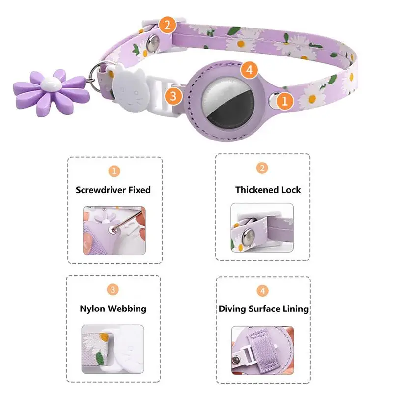 

Cat Breakaway Air Tag Collar Durable With Holder Lightweight Stalker For Girl Boy Cats Kittens And Puppies Safety Gifts For Pet