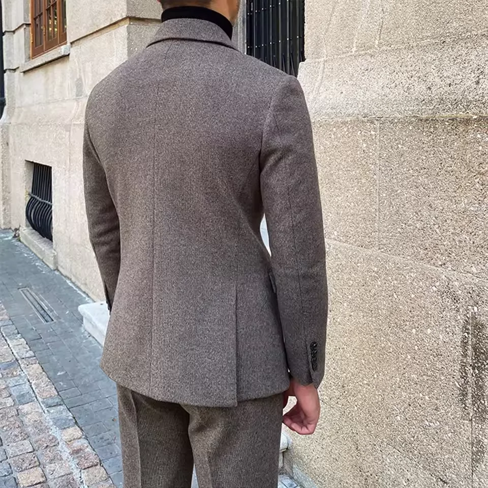 2025 New Vintage Men's Suit 2 Pieces Business Formal Casual Double Breasted Slim Fit Suits Party Wedding Dress Costume Male Suit 3