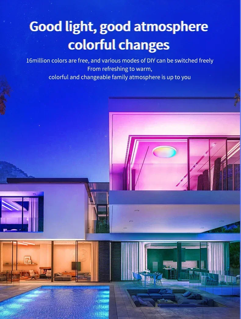 LED Intelligent Ceiling Light Tuya WiFi RGB Dimmable Alexa Voice Controlled Google Home Living Room Bedroom Indoor Lighting