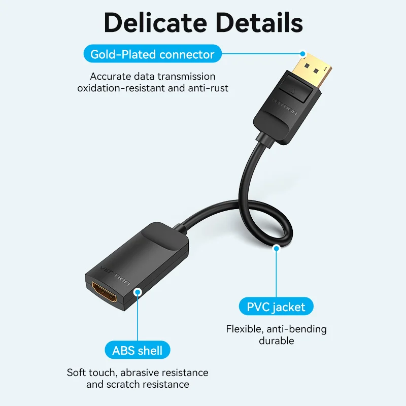 Vention PC Ʈ Ϳ ÷ Ʈ-HDMI , 4K  DP-HDMI    , ÷ Ʈ-HDMI