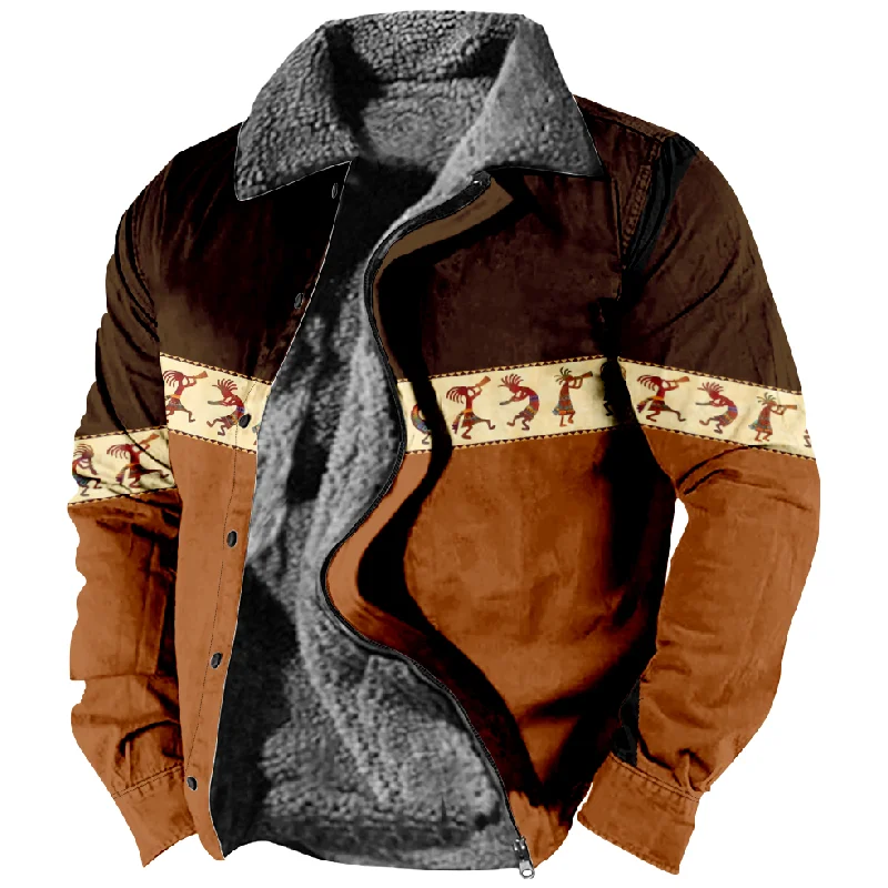 

Men's Fleece Warm Jackets CowBoy Denim Pattern Winter For Men/Women Thick Clothing Long Sleeve Sweatshirt Jacket Outerwear