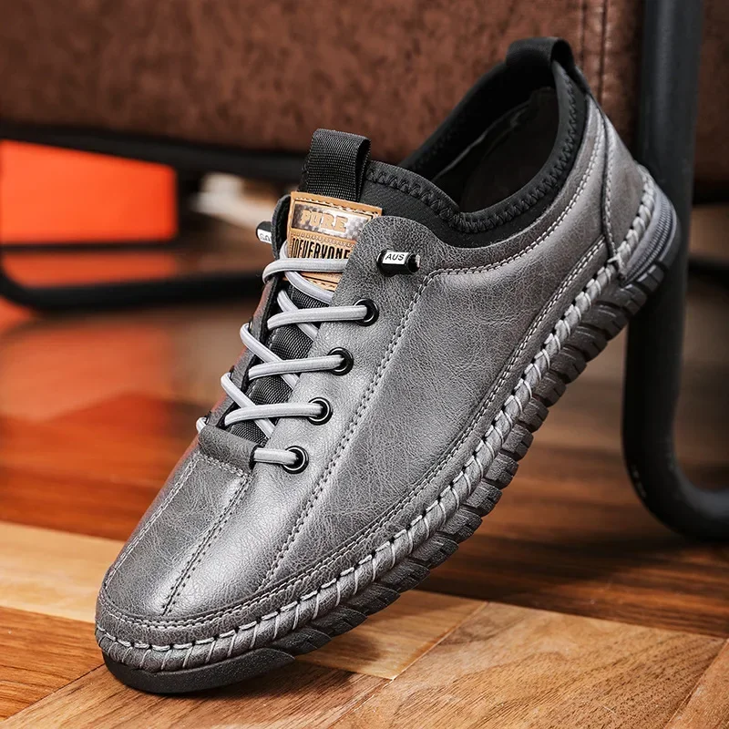 Casual Men's Shoes Loafers Flat Walking Shoes for Men Comfortable Slip on Sneakers   Soft Sole Work Shoes Retro Footwear 2