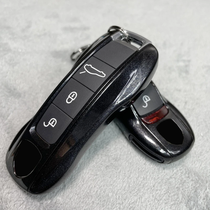 Portachiavi Remote Fob Cover Shell Basalt Black Per Porsche 718 911 Panamera Cayenne Macan Boxster Cayman Key Sostituisci Accessori