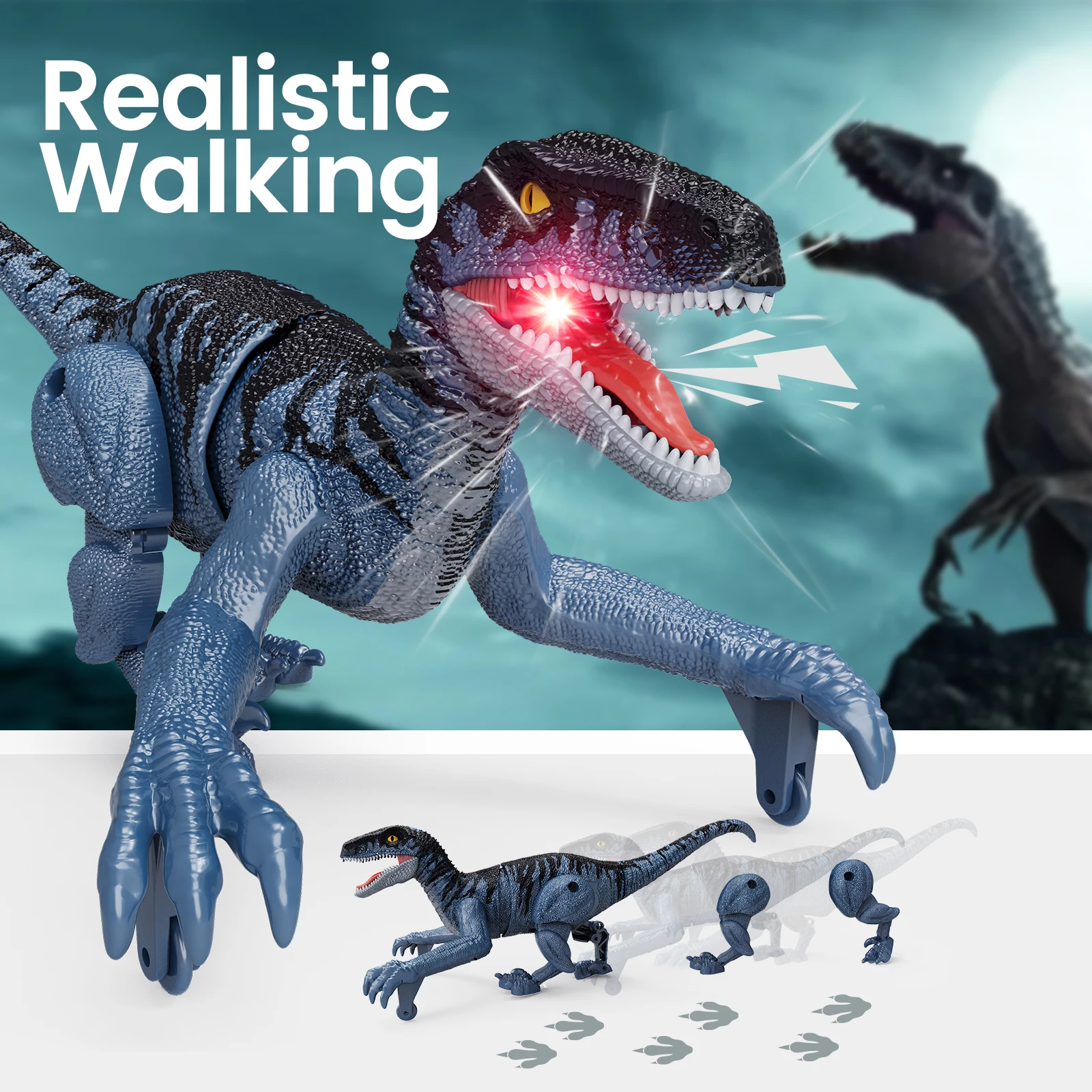 Sinovan Remote Control Dinosaur Toys for Kids, 2.4GHz Robot Walking Dinosaur Toys, Simulation Velociraptor, Gifts for Boys 3-5 3