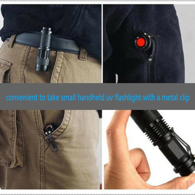 LED UV Flashlight Ultraviolet Torch With Zoom Function Mini Blacklight 395nm Ultra Violet Flashlights For Fluorescence Detection led flashlight mini flashlight led flashlights uv flashlight mini led flashlight led torch light