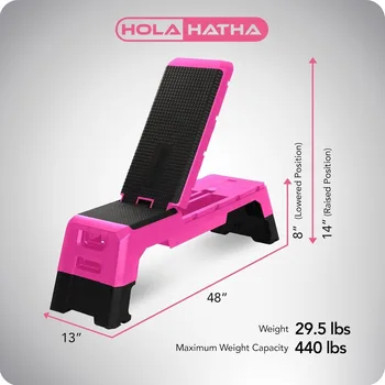 HolaHatha Adjustable Multi-Functional Exercise Bench 440 Pound Capacity Foldable Incline Deck, 8.5 to 14.5 Inch Height 2