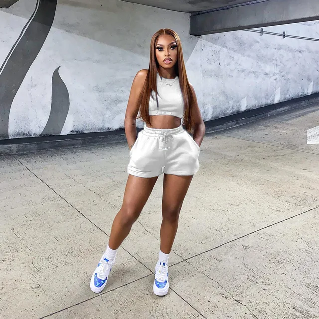 Solid Color Sleeveless Crop Top Vest And Shorts 2 Piece Jogger Set Women  Fashion Sweatsuit Tracksuit Set - Short Sets - AliExpress