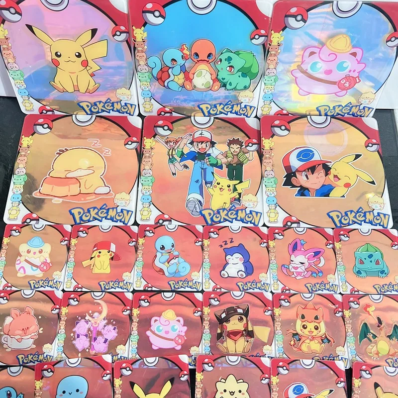 

8/16cm Sanrio Fash Laser Acrylic Patch Manual Storage Box DIY Accessories Pen Holder Pokemon Cartoon Stickers Parts Square Slice