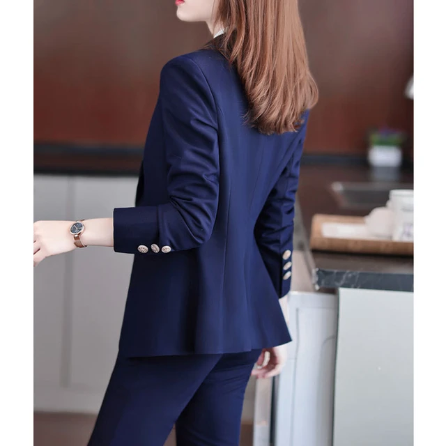 Traje profesional para mujer, conjunto de 2 piezas de Blazer negras, ropa  de trabajo para mujer, trajes formales para entrevista de negocios -  AliExpress