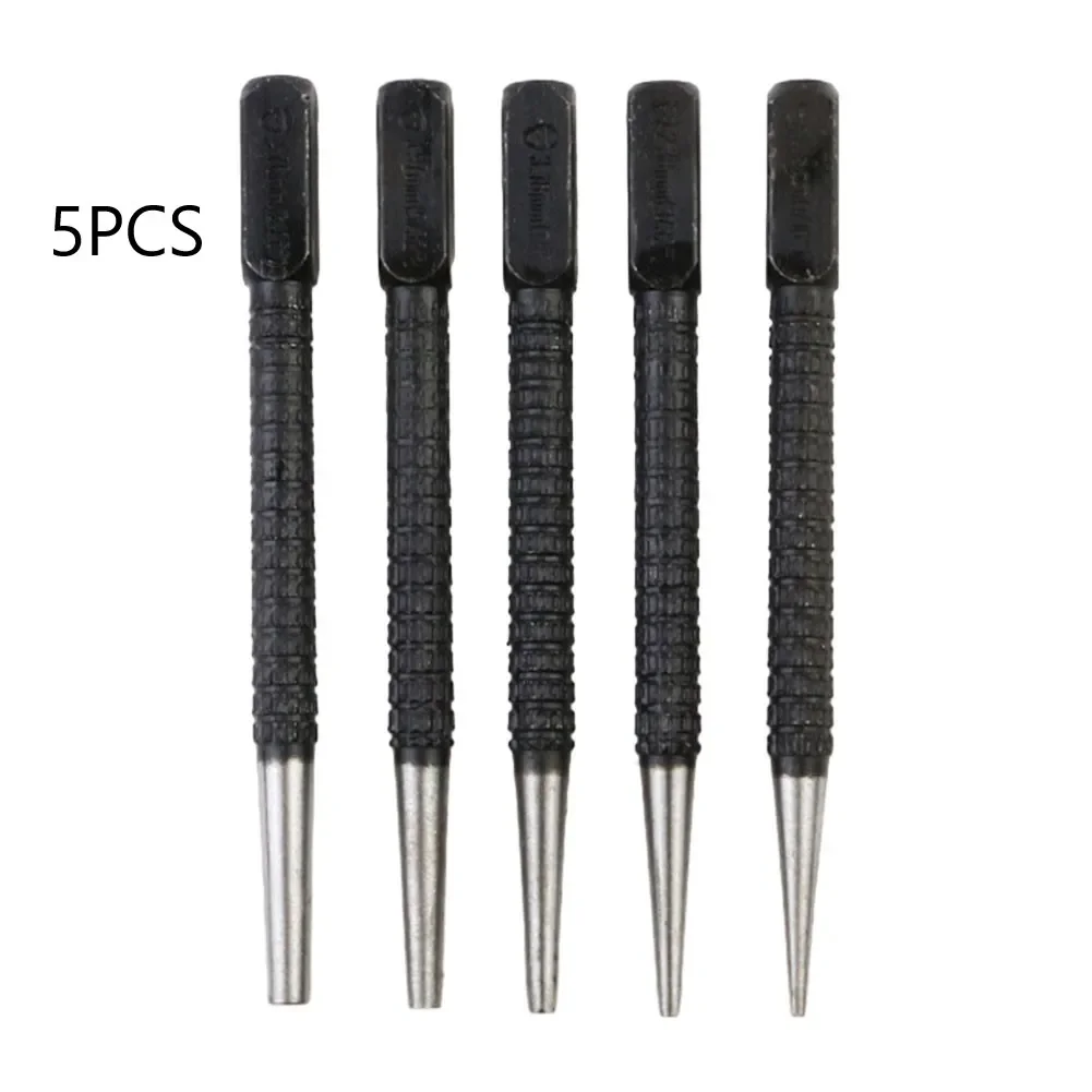 Woodworking Tool 5pcs Nail Punch Set Hammerless Hammer Punch Spring Tool Hammerless Nail Center Holes Woodwork Drill Bit Door Pin Removal