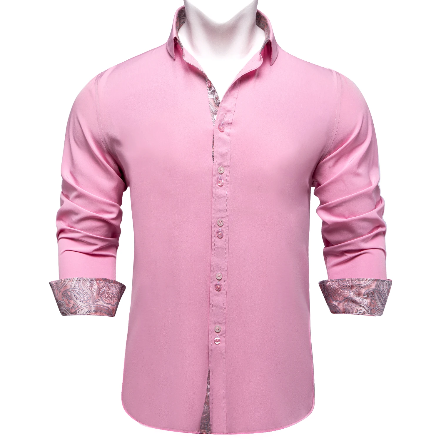 Camisas lisas de Color rosa, azul y negro hombres, ropa informal con estampado Floral de Cachemira a a moda - AliExpress