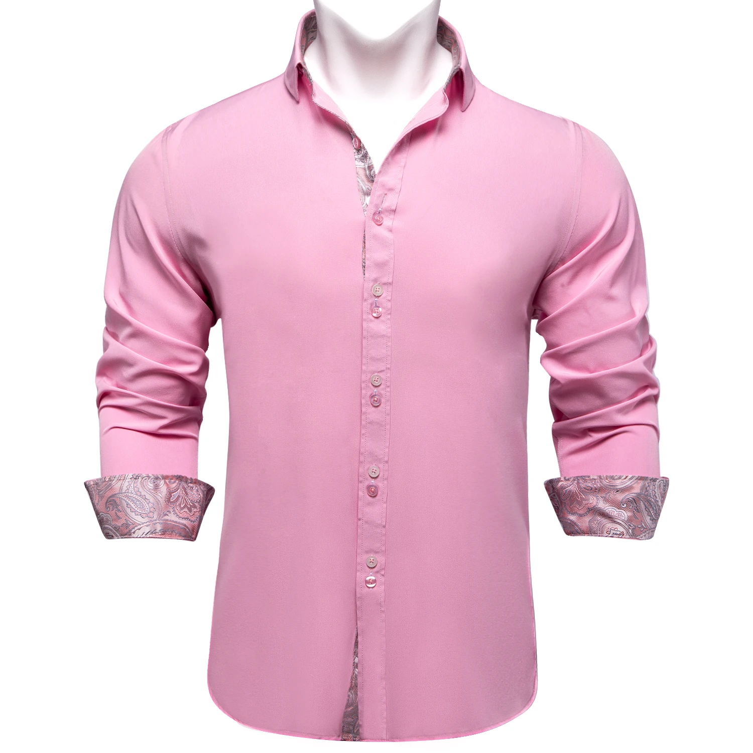 Camisas lisas de Color rosa, azul y negro para hombres, ropa con estampado Floral de Cachemira a cuadros, a la moda| | -