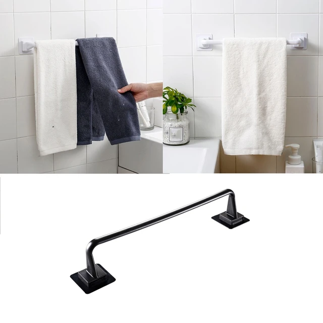 Hand Towel Bar Self Adhesive Wall Mounted Bathroom Towel Holder Kitchen  Dishcloth Storage Rod, stainless steel