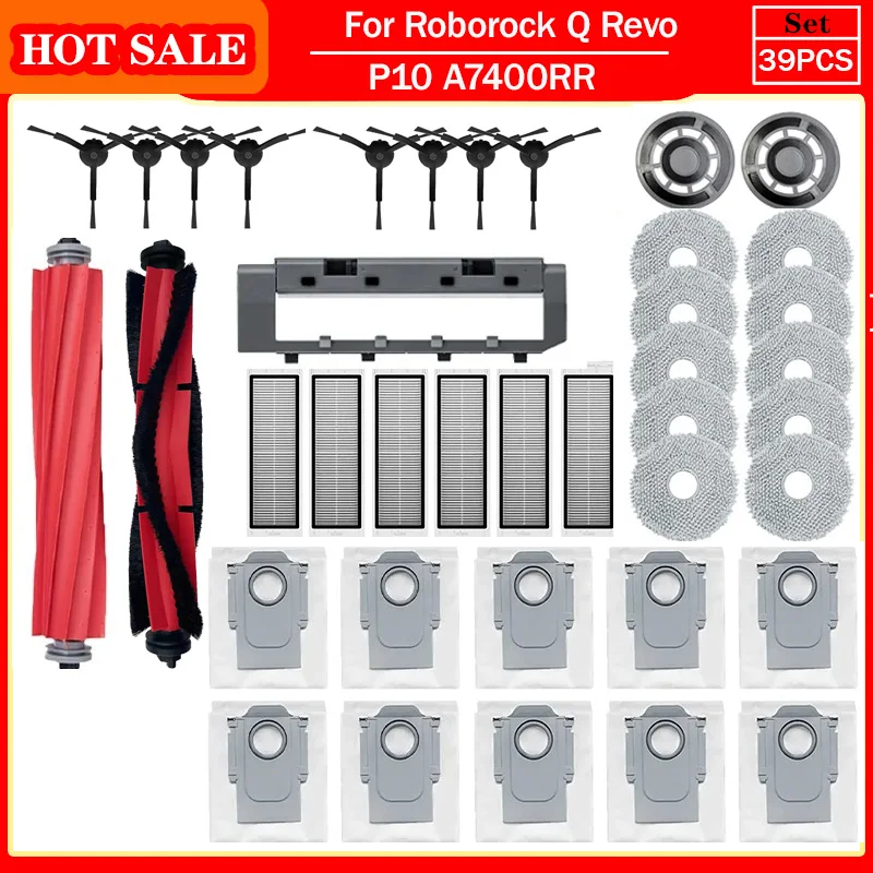 Roborock Vacuum Cleaner Accessories: Main Brush, Side Brush, HEPA Filter, Mop Cloths, Dust Bag