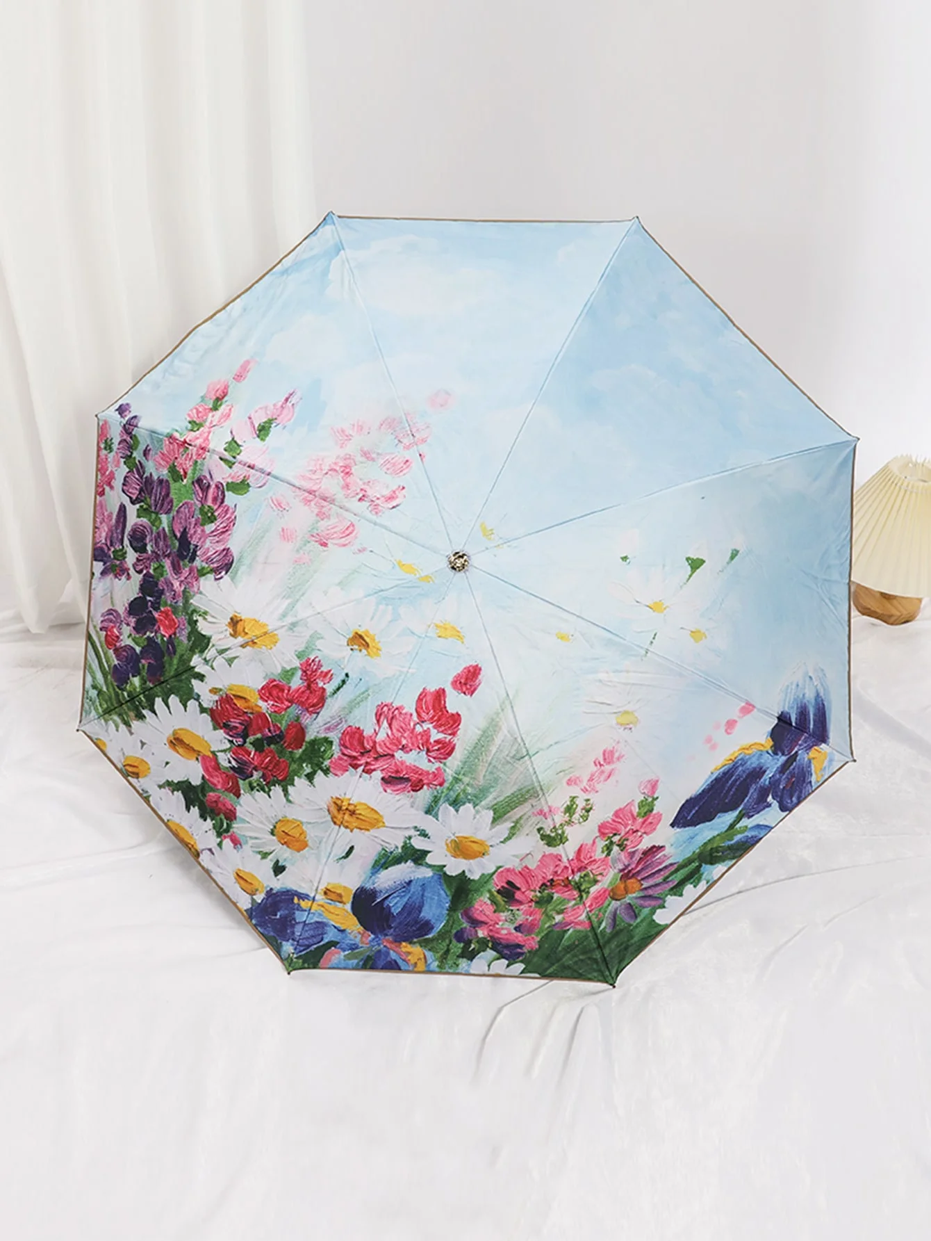 UV resistant women's sunny and rainy dual-purpose daisy double-layer sun umbrella sunshade umbrella