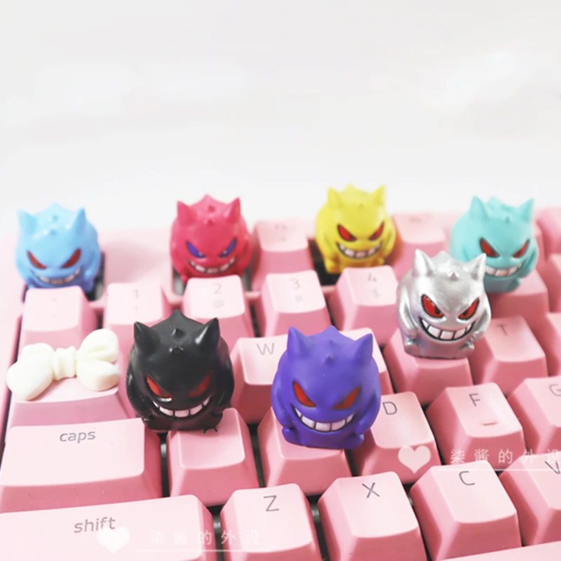 Pokemon Keycap Handmade Resin Ornament Anime Gengar Purple Black Mechanical Keyboard Elf Esc Cross Axis Keycap Gift For Boys Animation Derivatives Peripheral Products Aliexpress