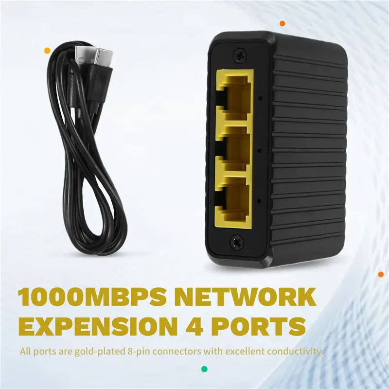 AB97-전체/반이중 1000Mbps 이더넷 스위치 4포트 1입력 3출력 기가비트 네트워크 확장기(라우터, LAN 허브용)