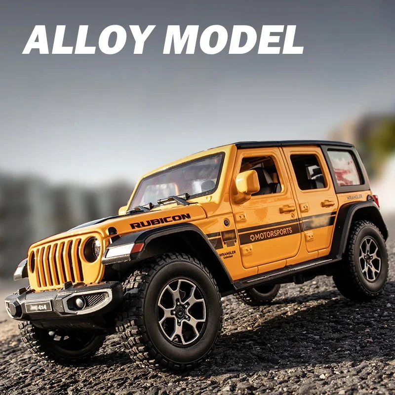 1:22 Jeeps Wrangler Rubicon Alloy Model Car Toy Diecasts Metal Casting Pull Back Sound and Light Car Toys For Children Vehicle 4
