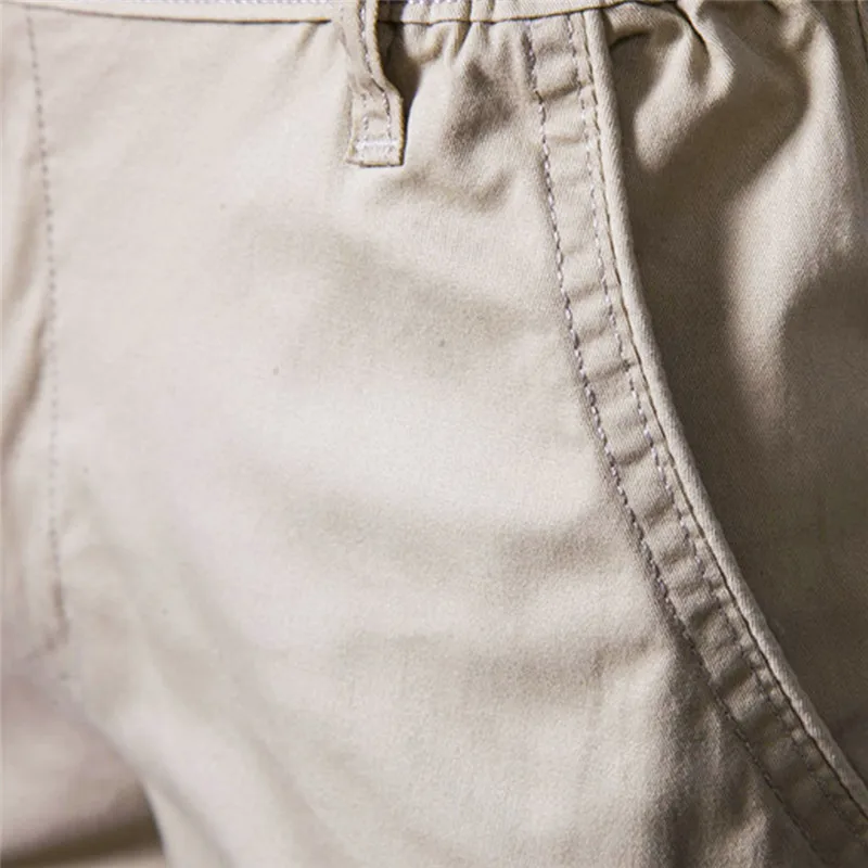 2024 New Summer 100% Cotton Solid Shorts Men High Quality Casual Business Social Elastic Waist Men Shorts 10 Colors Beach Shorts