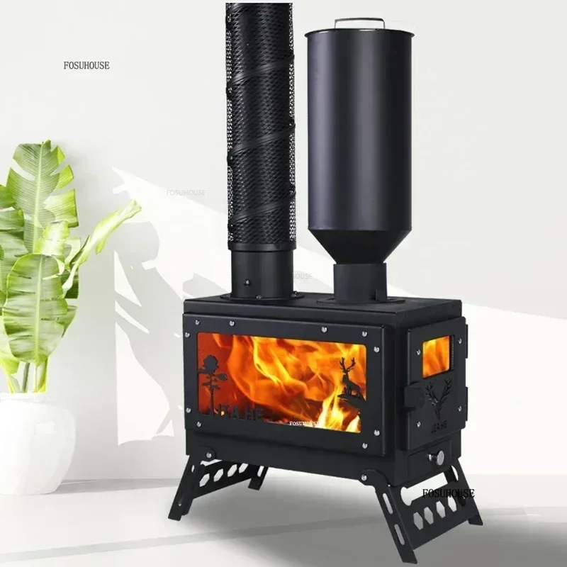 เตาผิงตกแต่งภายนอกอาคาร เตาผิงให้ความร้อนด้วยไฟจริง พร้อมปล่องไฟ เตาไม้ เตาเหล็ก สำหรับบ้านพักอาศัยในชนบท เตาเผาเม็ดเชื้อเพลิงในร่ม N Y Y 1
