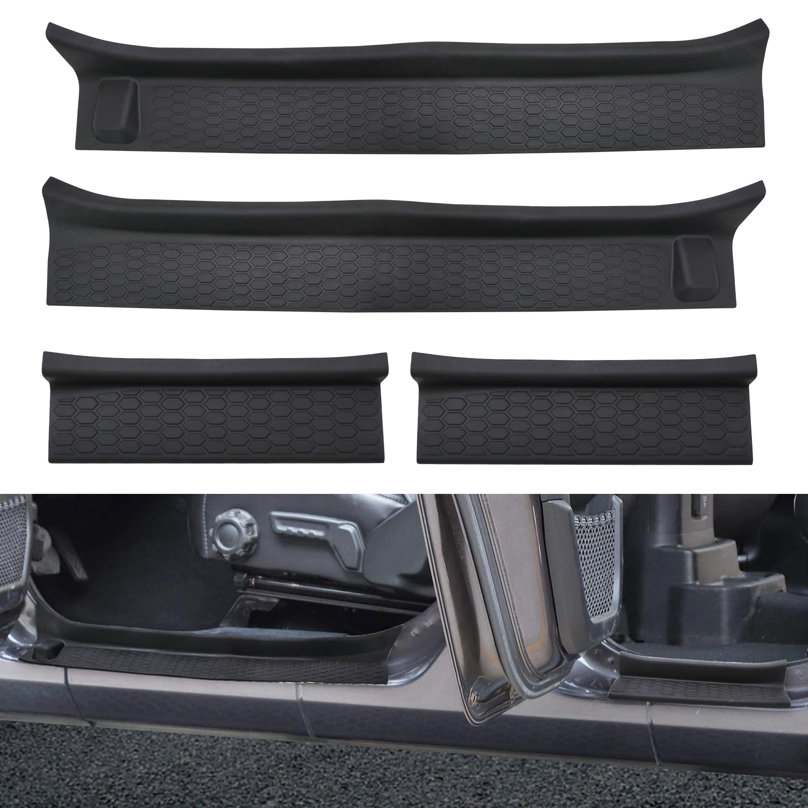 

4pcs Rubber Door Sill Entry Guards for Jeep Wrangler 2018-2022 JL JLU Gladiator JT 4-Door Accessories Parts Door Sill Protector