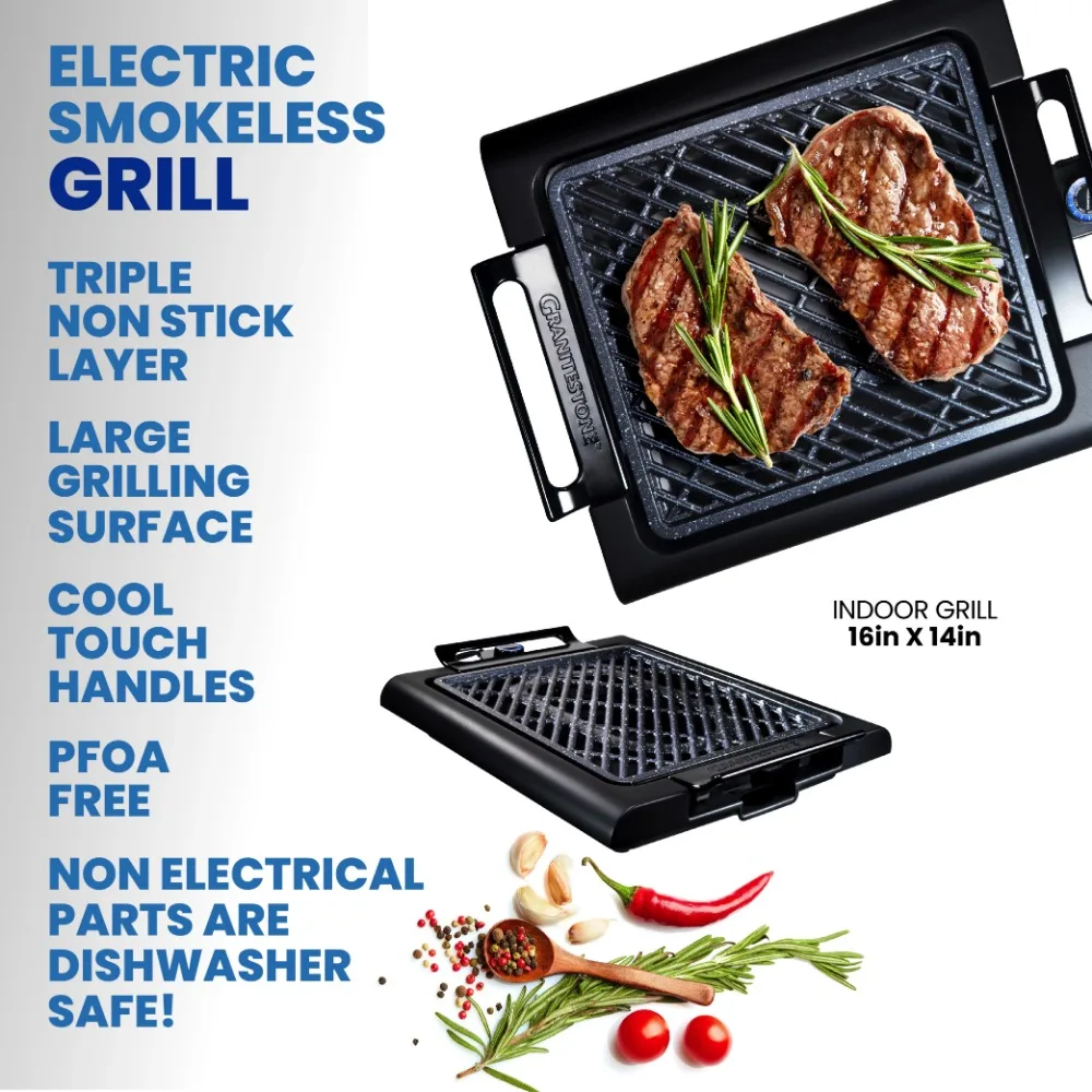 Gotham Steel Smokeless Electric Indoor Grill - Nonstick & Portable Small