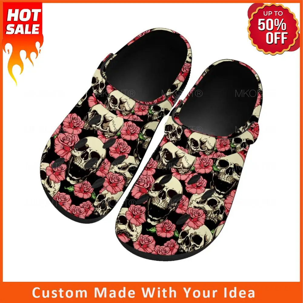 

Skull Pop Hot Fiery Home Clogs Custom Water Shoes Mens Womens Teenager Shoe Garden Clog Breathable Beach Hole Slippers Black