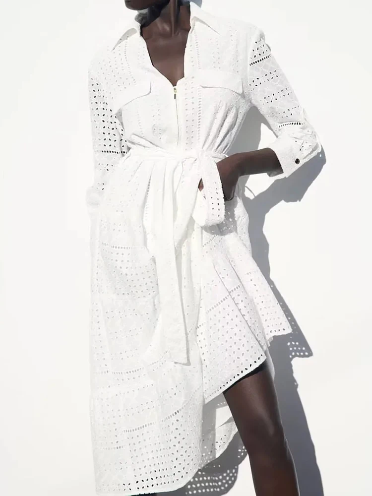 

Khalee Yose Boho White Maxi Dress Cotton Bohemian Vintage V-neck Summer Long Sleeve Ruffle Hollow Out Chic Women Dresses Vestido