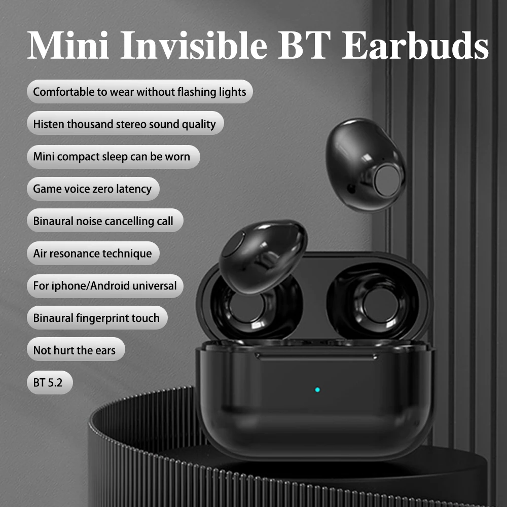 Description Picture 2 of itemMini Wireless Earphones Bluetooth-compatible 5.2 Headphones in-Ear Waterproof Sports TWS Earbuds Handsfree Stereo Headset