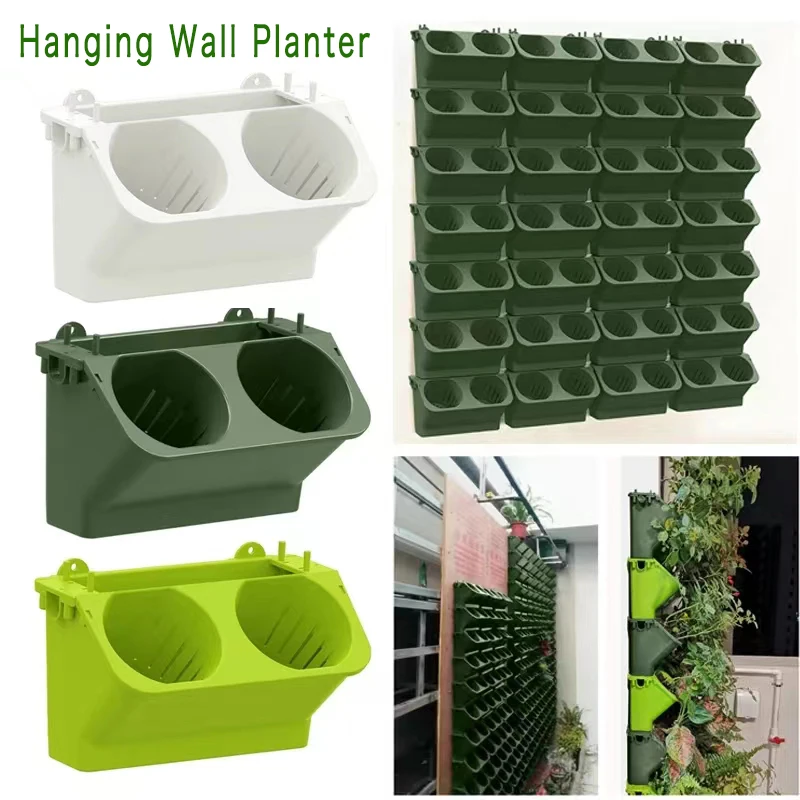 

4Pcs Hanging Wall Planter Plastic Flower Pot Vertical Garden Self Watering Garden Planter Nursery Pots Greening Plant Wall