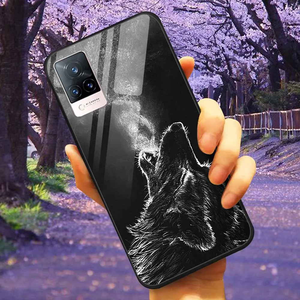 Luxury Protective Soft Bumper Hard Back Phone Case with Tempered Glass