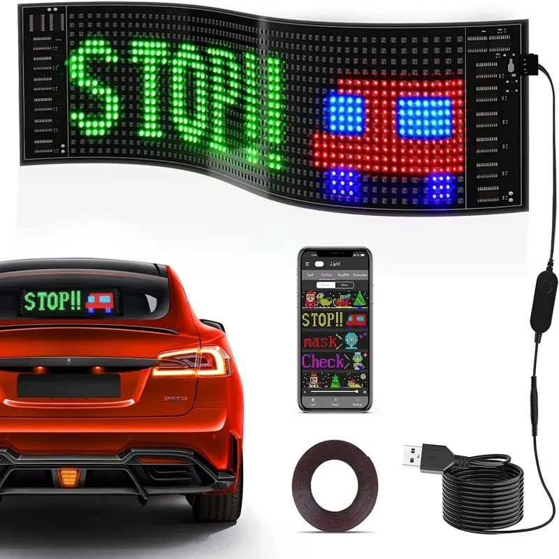 

LED Matrix Pixel Panel Scrolling Bright Advertising LED Signs Lights USB Bluetooth App Control Screen for Taxi Rear Window Shop