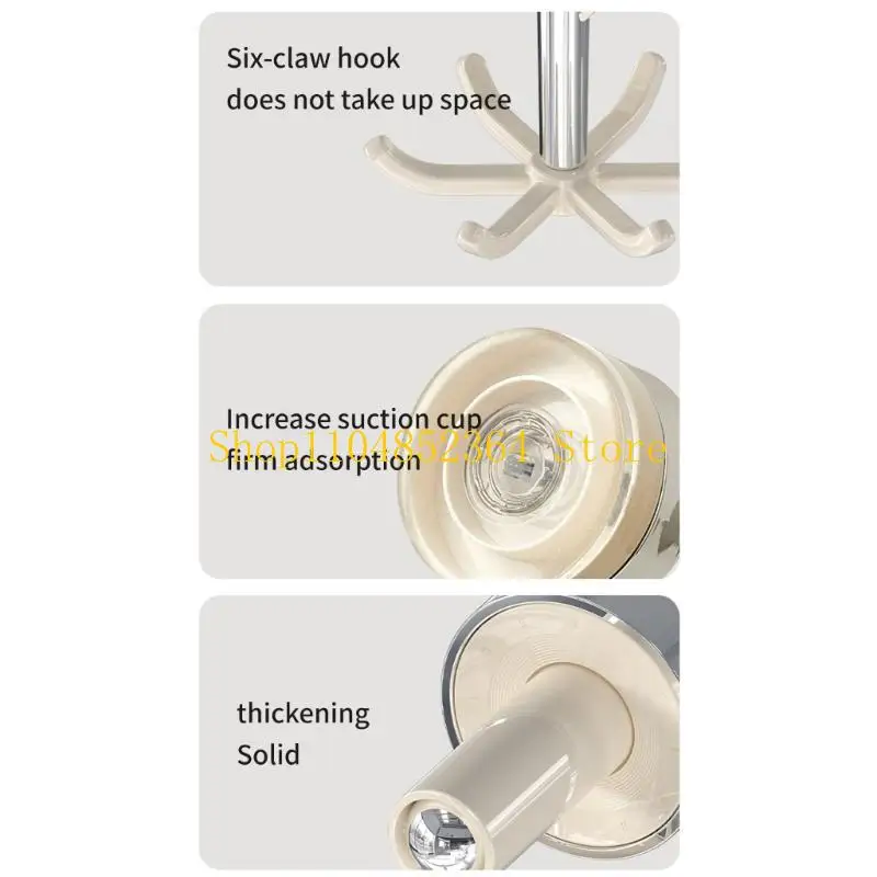 652f zeitgenössische Creme Saugnapfhalter 6 Position Drehen Design Plastikwandhalter für die vertikale Lagerung – Detail 8