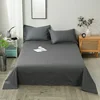 1PC Bed Sheets Polyester Cotton Washed Material Pure White Grey Blue Hotel Bed Sheets Single and Double Home Use (no Pillowcase) 3